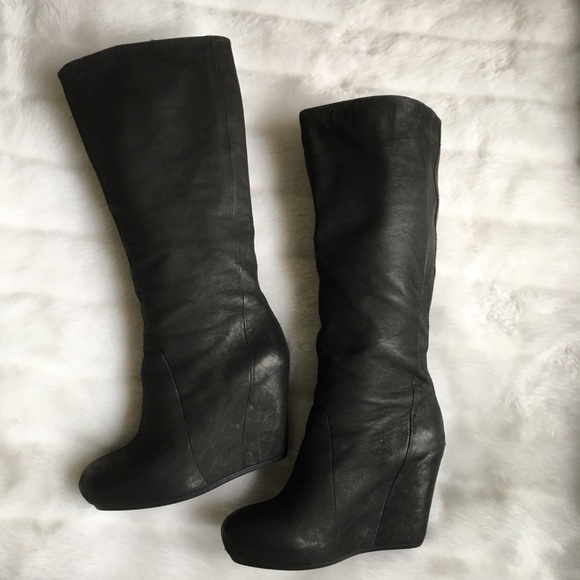 Ash Shoes - Ash Horizon Knee-High Wedge Boot (Charcoal) 38